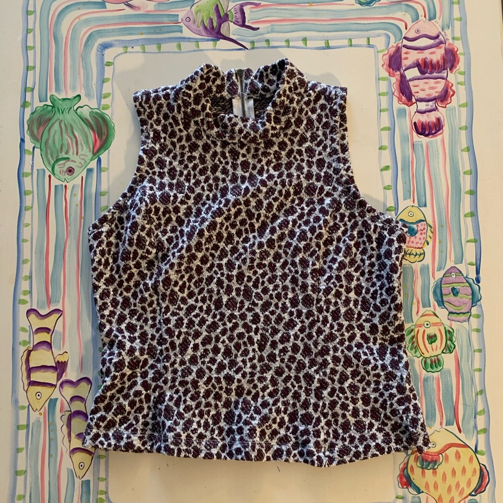 Anthropologie Akemi + Kin Purple Leopard Sleeveless Top